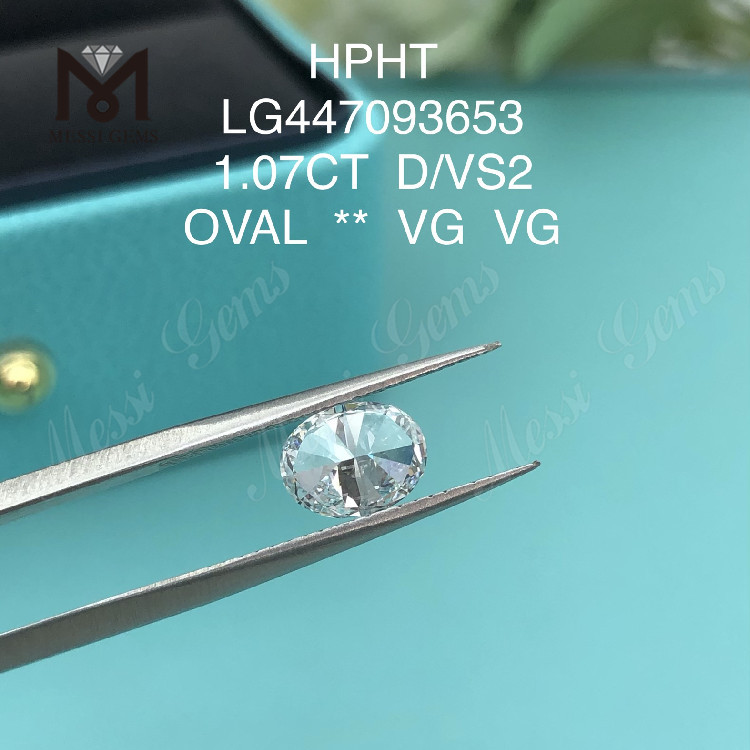 1,07 carati D VS2 Grado di purezza OVALE diamanti da laboratorio HPHT