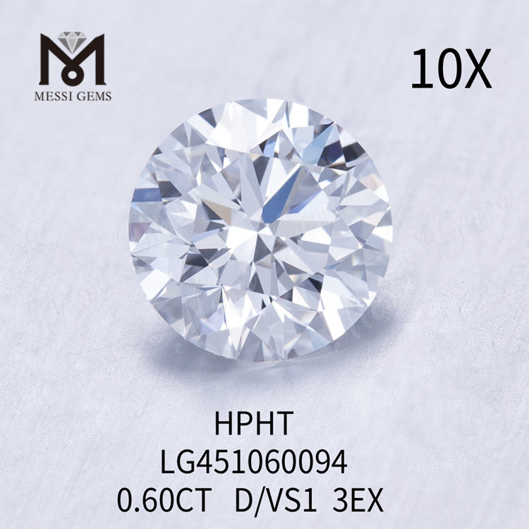 0,60 carati D VS1 EX Cut Grade Diamante rotondo creato in laboratorio HPHT