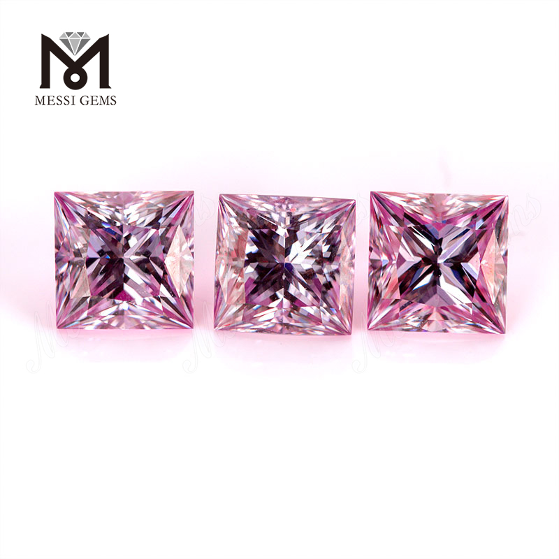 Prezzo all'ingrosso rosa VVS 1 carato 5.5x5.5mm Moissanite Princess taglio pietra sciolta