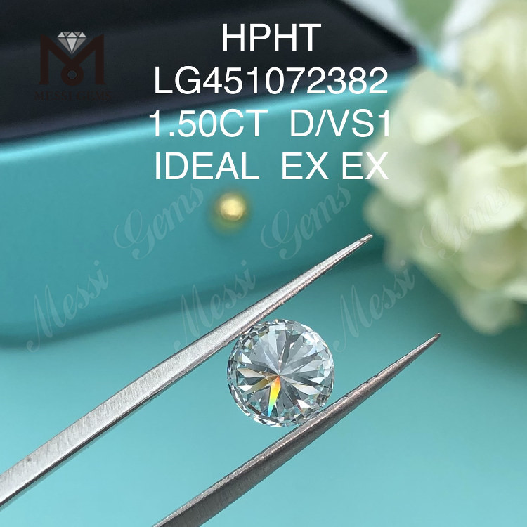 1,50 carati D Diamante rotondo coltivato in laboratorio HPHT