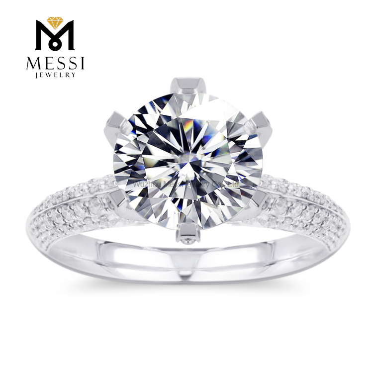 Anello d'oro moissanite personalizzato da matrimonio in oro bianco 2 carati
