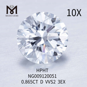 0.865CT RD bianco VVS2 3EX diamanti prodotti in laboratorio