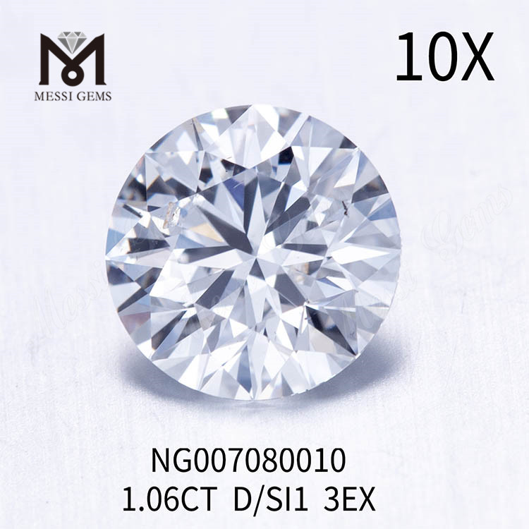 1.06ct D diamante bianco coltivato in laboratorio SI1 EX CUT