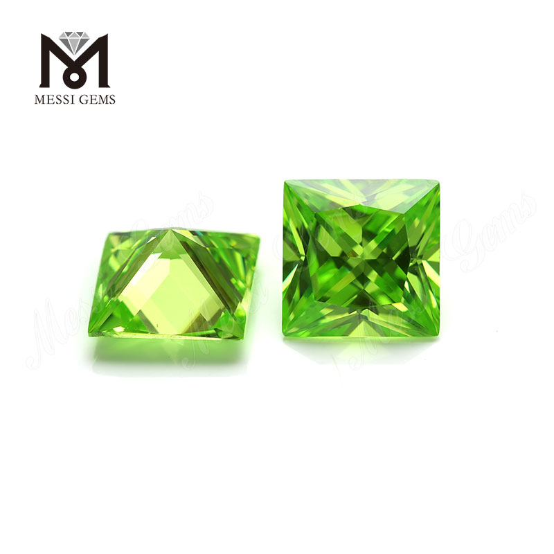 Pietre CZ di forma quadrata verde mela con zirconi cubici di colore con prezzo economico
