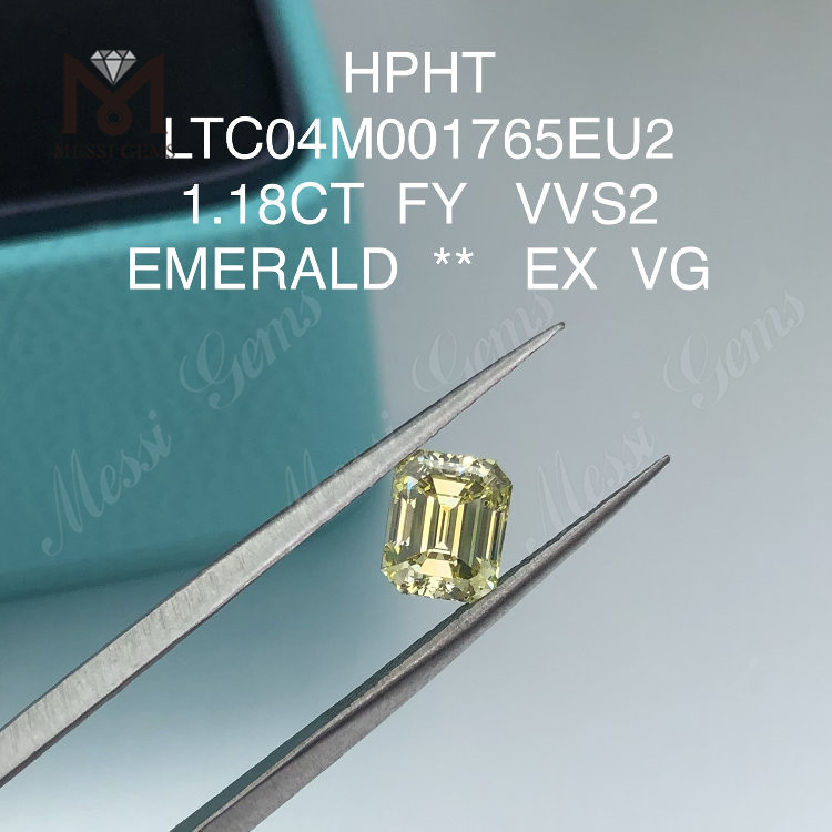 Diamanti da laboratorio gialli fantasia smeraldo 1,18 ct VVS2 