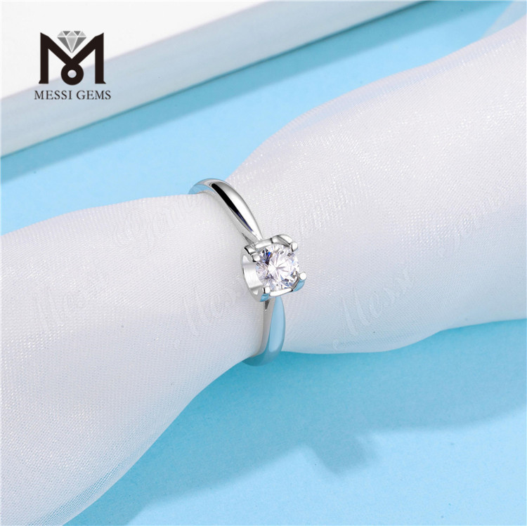 Anello in moissanite per gioielli da donna Anello in argento sterling 925 con placcatura in oro bianco 14k