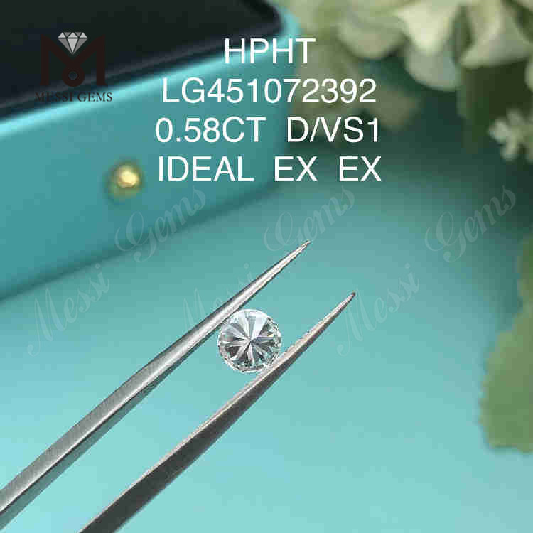 0.58CT D/VS1 diamanti fabbricati in laboratorio IDEAL EX EX 