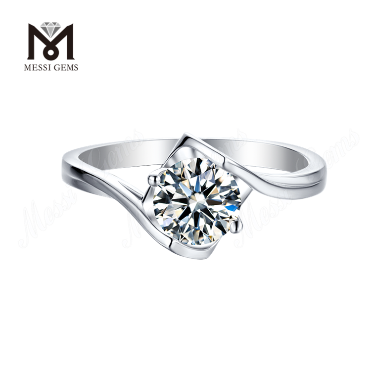 Messi Gems semplice 1-3ct DEF moissanite anello in argento sterling 925 donna anello d\'argento da indossare ogni giorno