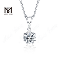Ciondolo da donna in argento sterling 925 con diamante moissanite da 1 carato Messi Gems