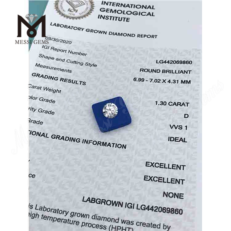 1,30 carati D VVS1lab Grown Diamond Diamanti sintetici sciolti rotondi IDEALI