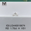 1,70 carati H VS1 IDEALE Diamante rotondo coltivato in laboratorio costo per carato