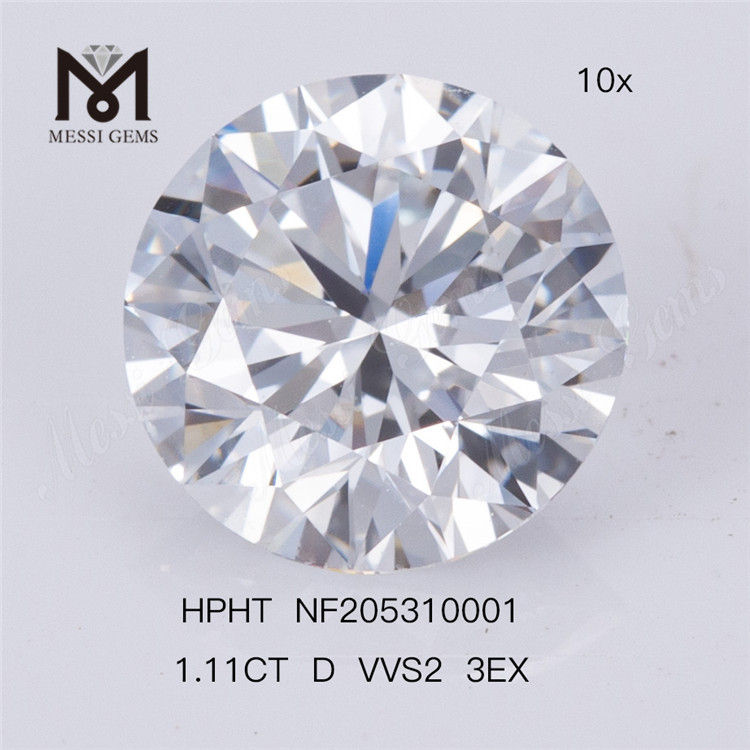 Fast Ship 1.11 carati taglio RD VVS2 HPHT 3EX diamante sciolto sintetico coltivato in laboratorio