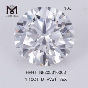 Stock di fabbrica 1,10 carati VVS1 3EX diamante sintetico HPHT sciolto Lab Diamond
