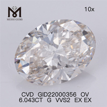 6.043ct G vvs diamante da laboratorio sciolto prezzo all'ingrosso forma ovale più grande diamante sintetico IGI