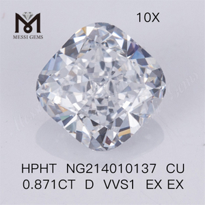 Diamanti da laboratorio D VVS HPHT da 0,871CT Diamanti sintetici sciolti Cushion