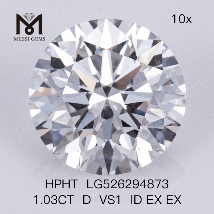 1.03CT D VS1 ID EX EX diamanti rotondi igi cresciuti in laboratorio HPHT