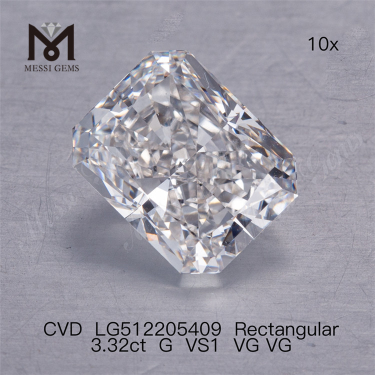 3.32CT G VS cvd Lab Grown Diamond RETTANGOLARE Diamante da laboratorio con certificato IGI