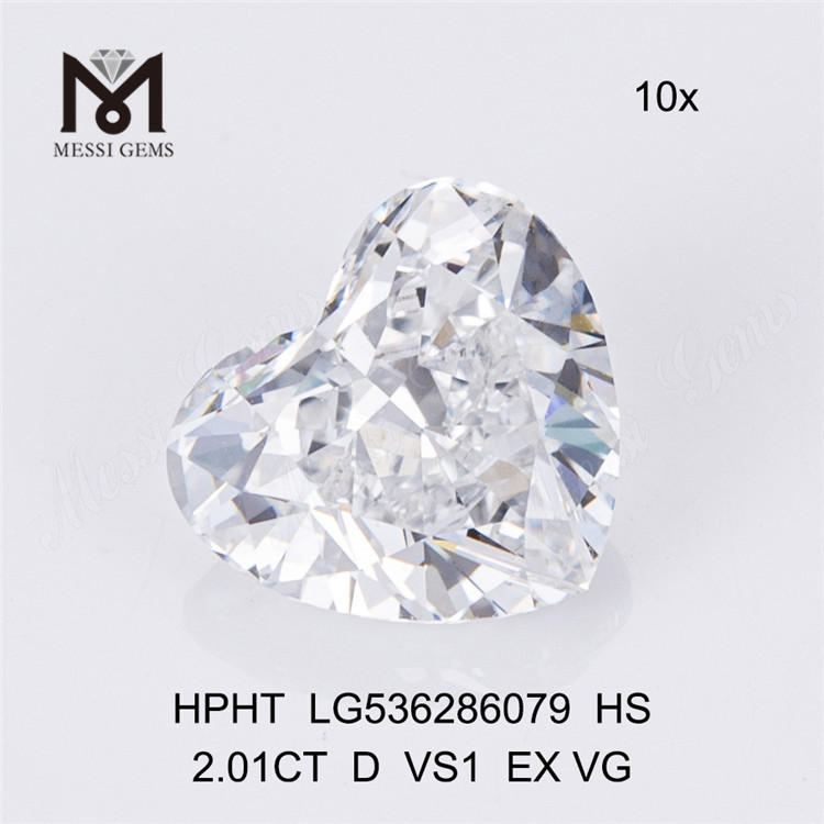 2.01ct D HPHT Lab Diamond VS HEART diamanti artificiali in stock