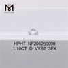 Diamante sintetico coltivato in laboratorio HPHT 3EX da 1,10 ct D VVS2 rotondo a taglio brillante