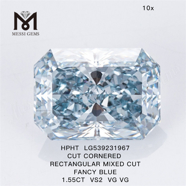 Diamante blu HPHT da 1,55 ct all'ingrosso Diamanti da laboratorio blu RETTANGOLARI HPHT