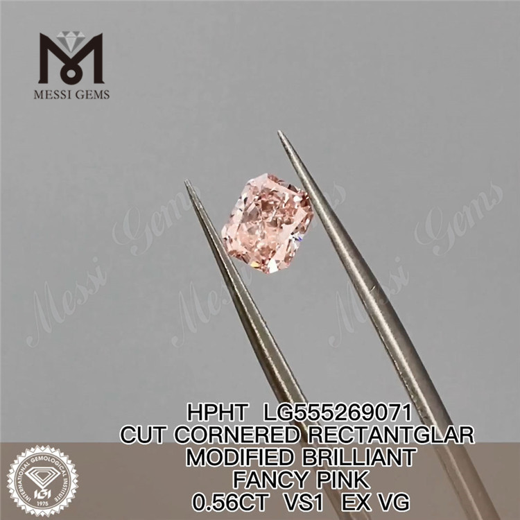 Diamante HPHT 0,56CT RECTANTGLAR FANCY PINK VS1 EX VG diamante coltivato in laboratorio LG555269071
