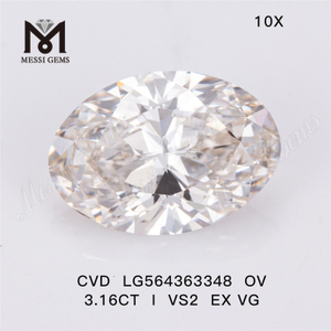 3.16CT OV Taglio I Colore VS2 EX VG Lab Diamante CVD LG564363348