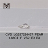 1.88ct F VS2 2 carati diamante artificiale PERA diamanti sintetici cinesi