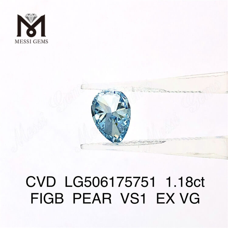 Diamante da laboratorio IGI taglio a pera da 1,18 ct blu
