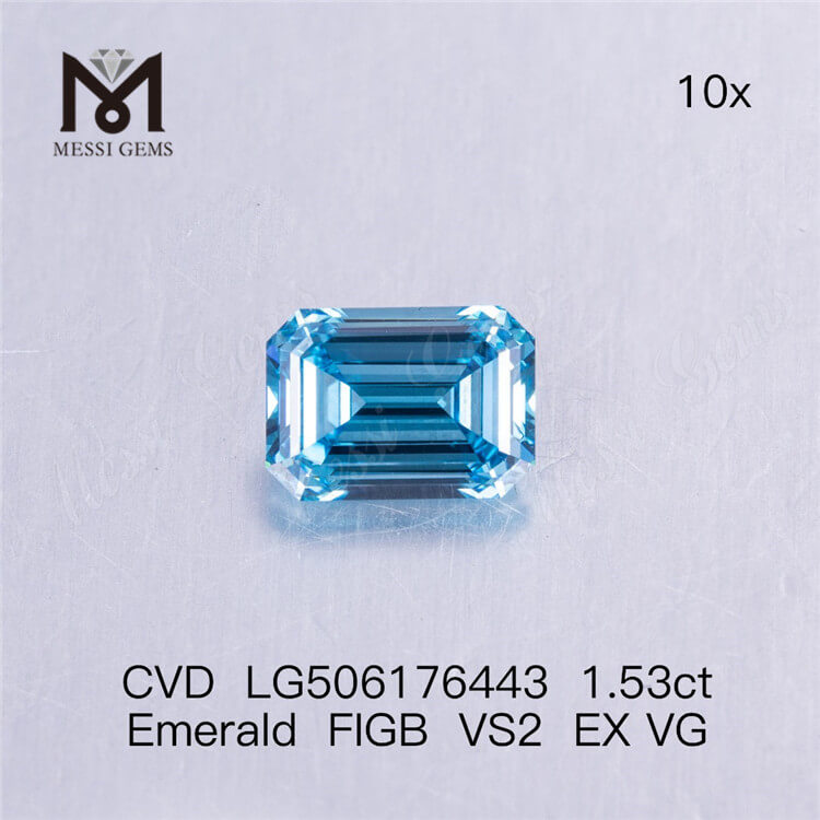 Diamante da 1,53 carati taglio smeraldo coltivato in laboratorio Prezzo all'ingrosso del diamante blu