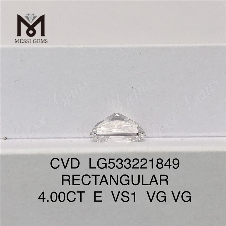 4.00CT RETTANGOLARE Diamante sciolto da laboratorio E VS1 diamanti coltivati ​​in laboratorio certificati igi Certificato IGI