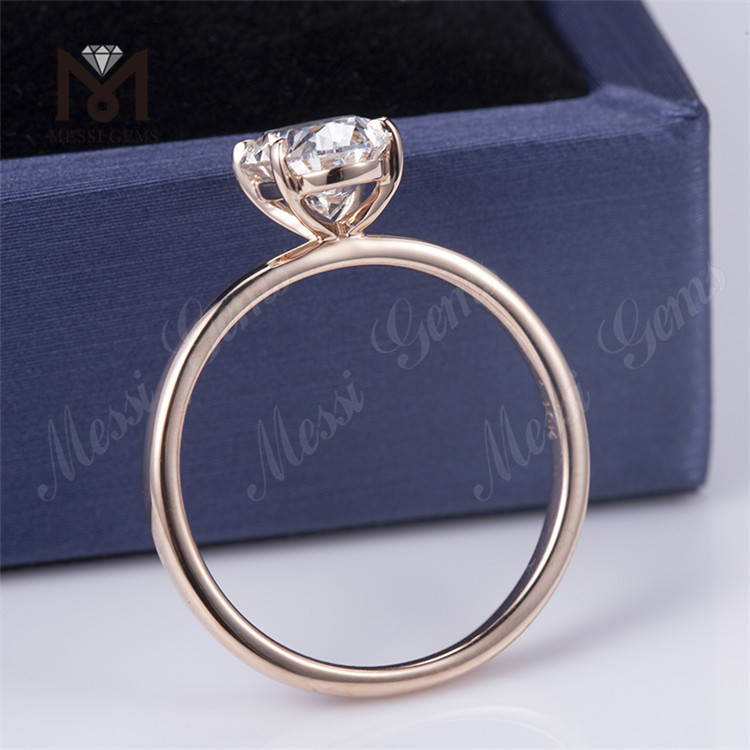 Anello nuziale solitario di fidanzamento in oro rosa 18 carati con diamante da laboratorio da 1,39 ct
