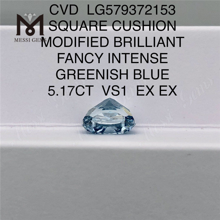 5.17CT VS1 EX EX CUSCINO QUADRATO MODIFICATO BRILLANTE FANCY INTENSO BLU VERDAstro CVD Diamanti blu sfusi LG579372153 