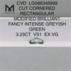 3.23CT VS1 EX VG TAGLIO ANGOLARE RETTANGOLARE Fancy Green Lab Diamond Cvd LG586346999 