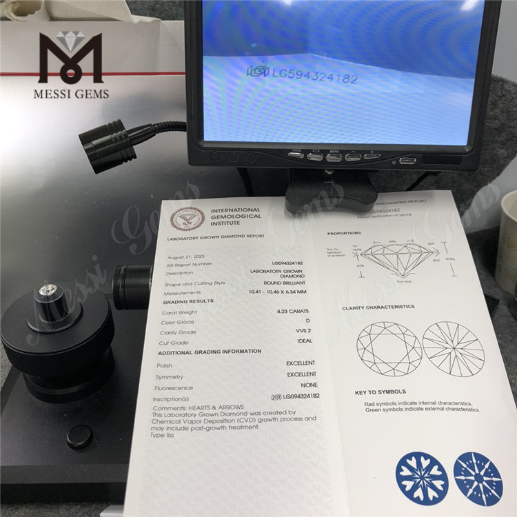 4.23CT D VVS2 ID EX EX diamante cvd coltivato in laboratorio a prezzi accessibili LG594324182丨Messigems