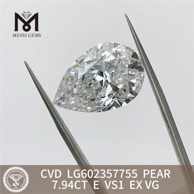 Diamanti cvd 7.94CT E VS1 EX VG PEAR cvd in vendita Scintilla economica per gioiellieri丨Messigems LG602357755