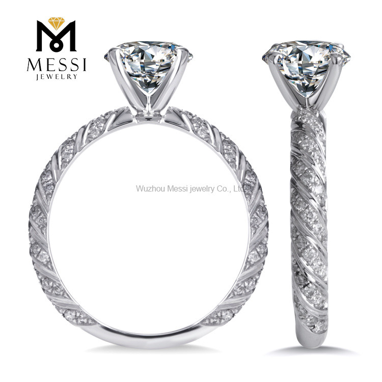 Anello in oro 18 carati di lusso con diamanti da 2 carati Design personalizzato da donna 