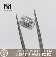 Diamanti classificati IGI a forma di smeraldo da 1,43CT E VVS1 per design distintivi丨Messigems CVD LG529260551