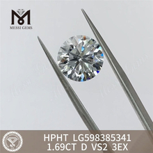 1.69CT D VS2 3EX hpht diamanti rotondi coltivati ​​in laboratorio Eccellenza all'ingrosso LG598385341丨Messigems