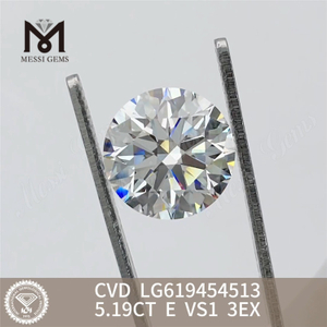 5.19CT E VS1 3EX Taglio rotondo Costo del diamante da 5 ct CVD LG619454513丨Messigems