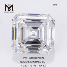 4.22CT E VS1 EX EX SQUARE EMERALD CUT Diamanti creati in laboratorio per CVD all'ingrosso LG597379372 丨Messigems