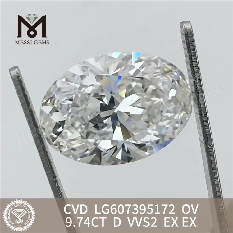 9.74CT D VVS2 OV diamanti creati in laboratorio di grandi dimensioni CVD LG607395172丨Messigems