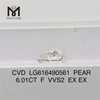 Diamanti coltivati ​​in laboratorio PEAR da 6,01 CT F VVS2 CVD LG616490561丨Messigems 