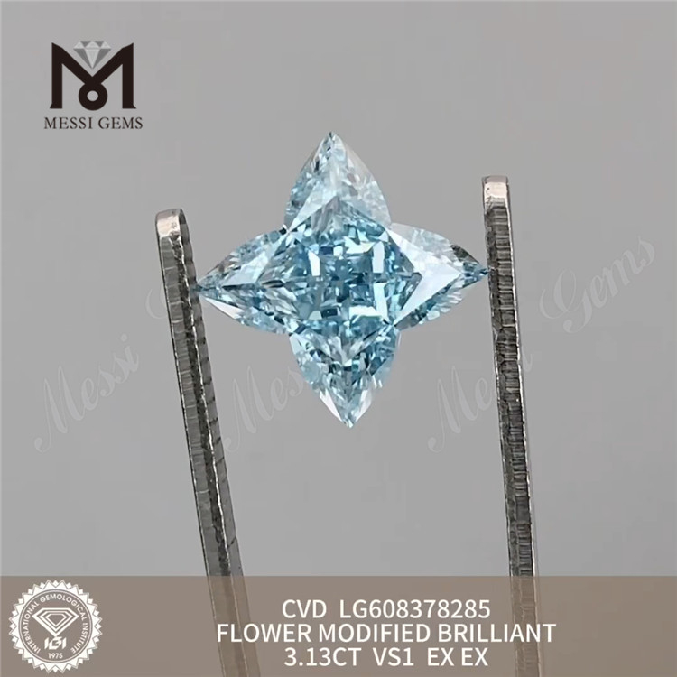 3.13ct VS1 Blue Flower Lab Fatto Diamante CVD LG608378285