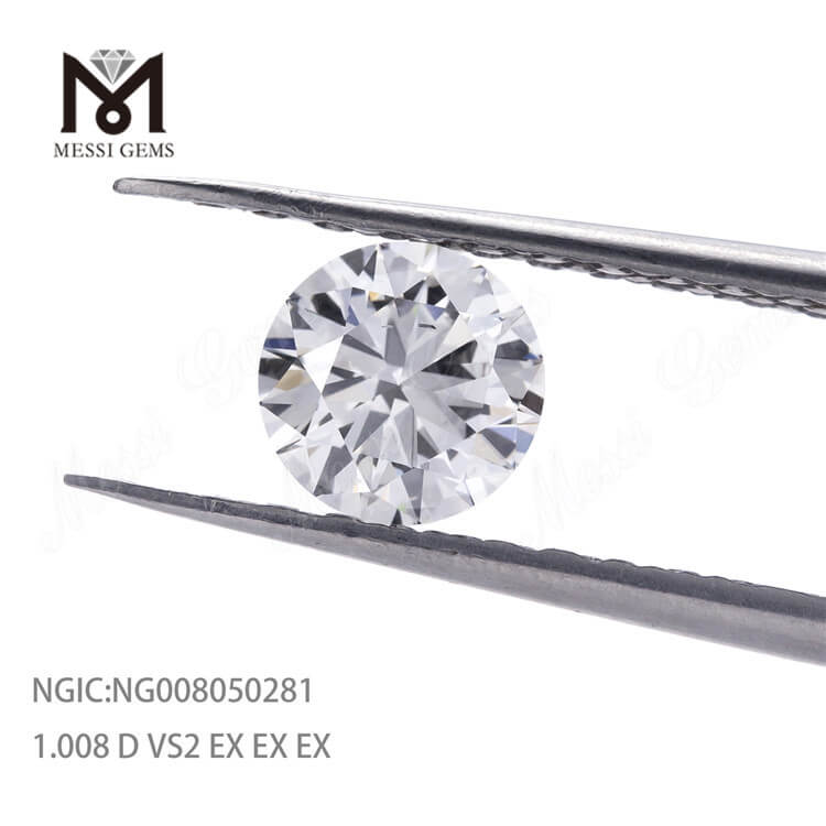 Diamante da laboratorio sintetico buon diamante bianco lucido incolore da 1.008 ct D VS2 HPHT