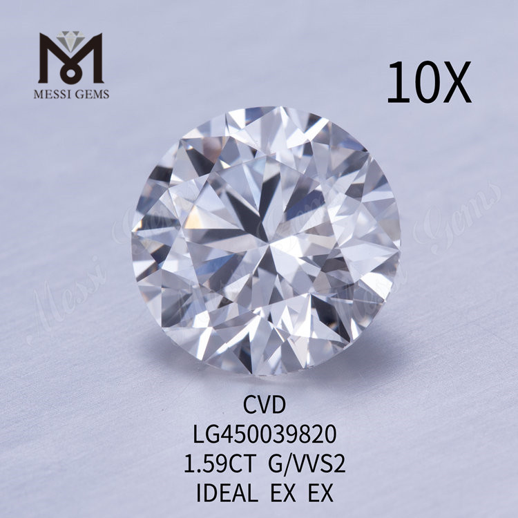 1,59 carati G VVS2 Diamanti tondi da laboratorio CVD