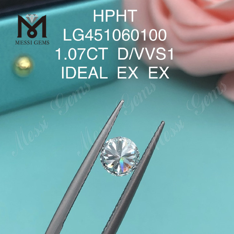 1,07 carati D VVS2 Rotondo BRILLIANT IDEAL Diamanti da laboratorio di grado HPHT