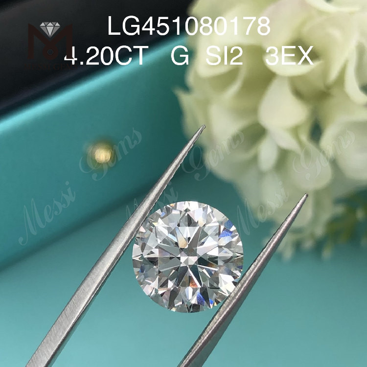 4,2 ct G SI2 RD 3EX Cut Grade diamanti coltivati ​​in laboratorio 4 carati