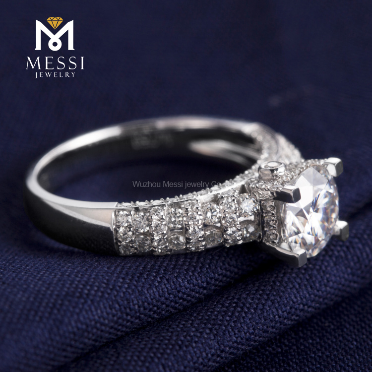 Anello da sposa in oro bianco 1 carato con moissanite