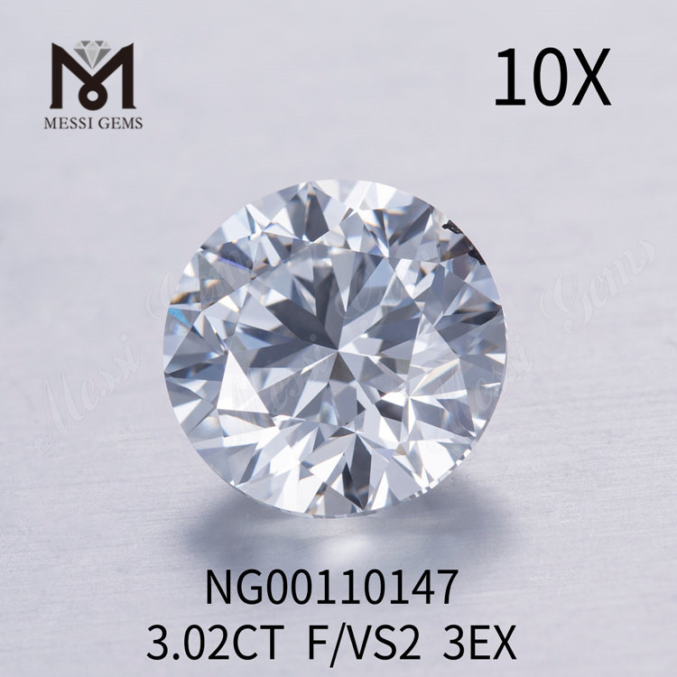 3,02 ct F VS2 Diamanti rotondi coltivati ​​in laboratorio in vendita