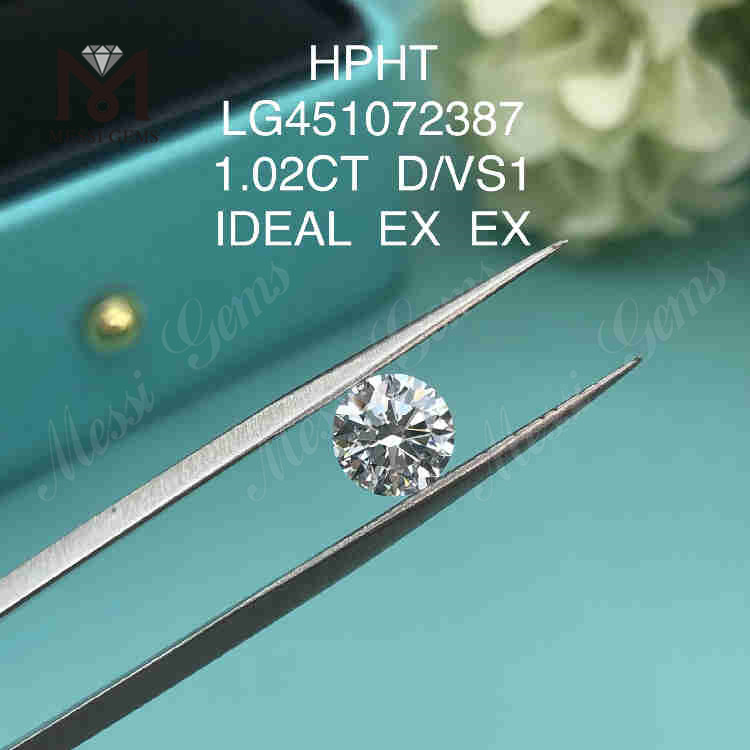 Diamante coltivato in laboratorio D/VS1 RD da 1,02 ct IDEALE